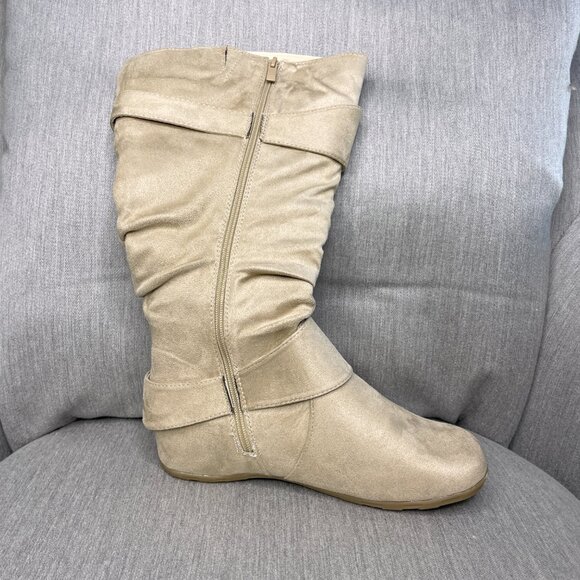 Journee Jester Mid Calf Riding Boots with Hidden Wedge Heel - Picture 5 of 9